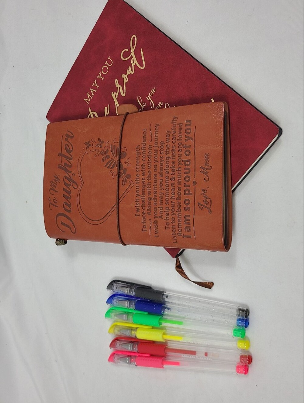 Gift Journal Set for Daughter Refillable Faux Leather Journal + Notebook & 6Pens